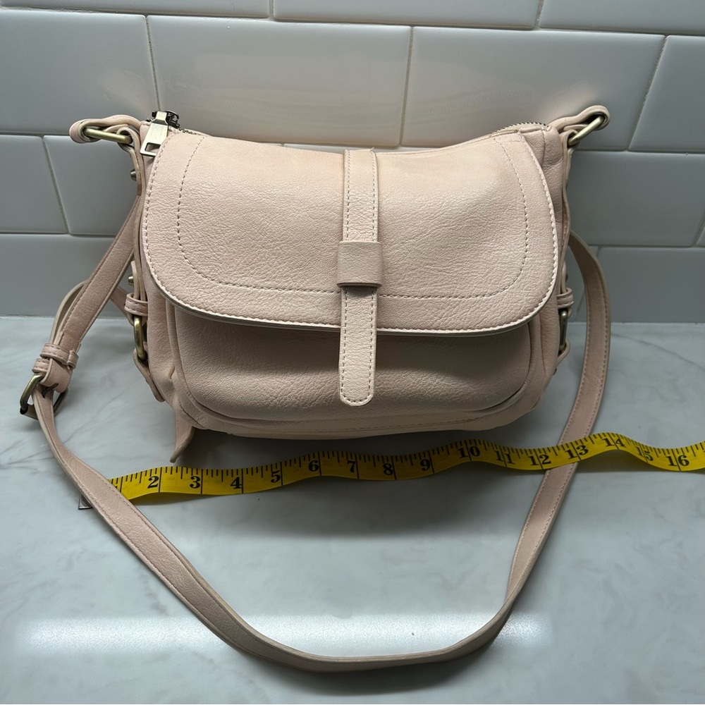 Anthropologie Blush Leather Crossbody Bag Adjustable Strap Neutral